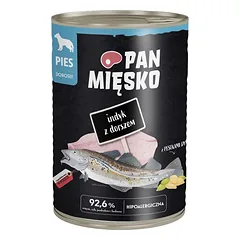PAN MIĘSKO Kalakutas su menkėmis šlapias maistas šunims 400 g