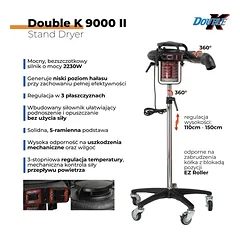 Double K ChallengAir 9000 II stovimas džiovintuvas - profesionalus stovimas džiovintuvas su reguliuojamu oro srautu ir temperatūros kontrole — 2 nuotrauka