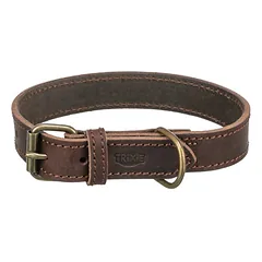 TRIXIE Rustic rieb. odos antkaklis, S-M 34-40cm/25mm, tams. rudas