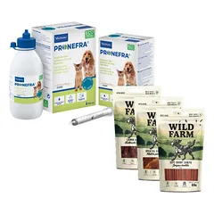 Virbac Pronefra 60ml+ WILD FARM MIX 3x50 g skanėstai šunims