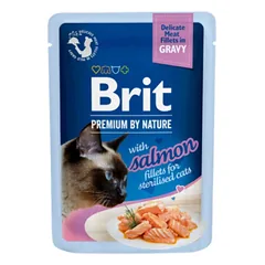Brit Premium Delicate Salmon for Sterilized in Gravy konservai katėms lašišos filė padaže parduotuvėje alphazoo.lt