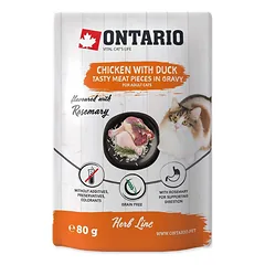 Ontario Herb Chicken With Duck, Rice And Rosemary papildomas maistas suaugusioms katėms, 80 g