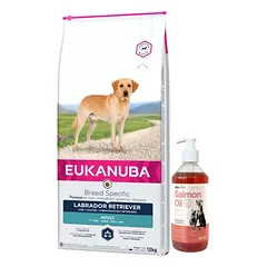 EUKANUBA Adult Labrador Retriever 12kg + LAB V Lašišų aliejus šunims ir katėms 500ml