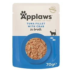 APPLAWS Cat Adult Pouch Tuna with Crab in Broth filet su tunu ir krabais sultinyje 70 g