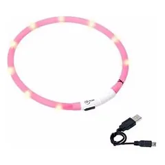 LED apykaklė įkraunama Karlie, rožinė 75 cm