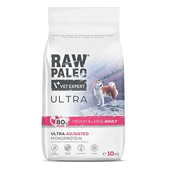 RAW PALEO Ultra Pork Medium&Large Adult 2 x 10 kg – sausas pašaras su kiauliena suaugusiems vidutinių ir didelių veislių šunims.