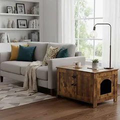 Uždara katės tualeto spintelė Relaxdays 10052204_8208, 2 durys, 78,5 × 46 × 44,5 cm — 2 nuotrauka