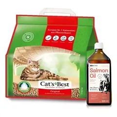 JRS Cats Best Eko Plus 20l / 8,6kg + Lab-V 100% lašišų aliejus įvairaus amžiaus šunims ir katėms 500ml šalto spaudimo
