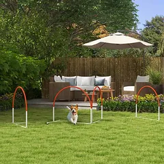 Šunų treniruočių rinkinys iš 4 dalių PawHut 89x69x99cm., baltos/oranžinės spalvos — 2 nuotrauka