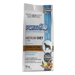 Forza10 Medium Diet Low Grain Horse and Peas dietinis, sausas maistas šunims, su maisto netoleravimu ir alergijomis, 12 kg