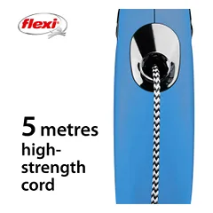 Flexi New Classic Cord virvinis, mėlynas pavadėlis šunims, S, 5 m — 3 nuotrauka