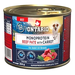 Ontario Monoproteino konservai šunims su jautiena ir morkomis, 200 g — 3 nuotrauka