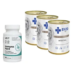 ENZO VET Žarnyno dieta šunims su ėriena 3x400g + LAB-V Immuno Hard 45 kapsulės