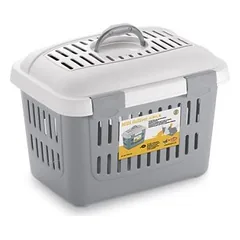 StefanPlast Gulliver Midi transportavimo dėžė mažiems šunims, katėms, graužikams, pilka/balta, 45x33x33 cm
