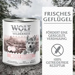 Wolf of Wilderness Junior – su daug šviežios paukštienos, drėgnas maistas šunims 6 x 800 g