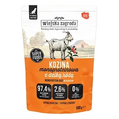 WIEJSKA ZAGRODA Monoproteininis šlapias maistas šunims su ožkiena, 500 g