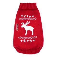 Wolters Strickpullover Elch für Mops & Co. rot/weiß