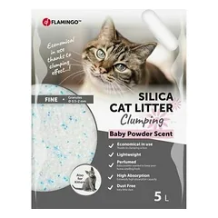 Flamingo Cat litter Silica with baby powder Fine grains Clumping 5L