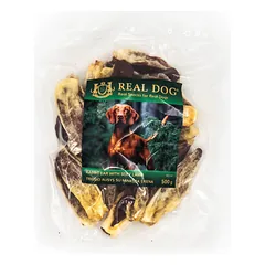 REAL DOG SNACKS triušio ausys su minkšta ėriena, 500 g