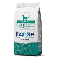 Monge Hairball sausas maistas suaugusiems katėms plaukų kamuoliukams išvalyti, 0.4 kg