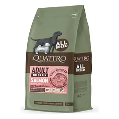 Quattro ADULT Salmon suaugusiems visų veislių šunims su lašiša ir kriliu