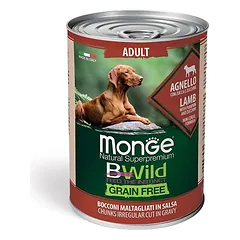 Monge BWild Adult Lamb, Pumpkin & Zucchini begrūdžiai konservai šunims padaže