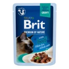 Brit Premium Cat Delicate konservuotas pašaras katėms maiš. Beef in Gravy 85 g
