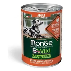 Monge Bwild konservai konservai suaugusiems šunims su kalakutiena, moliūgais ir cukinijomis 6x400g