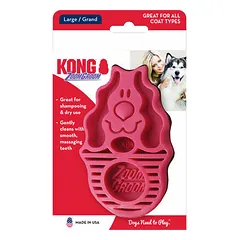 KONG ZoomGroom Raspberry šepetys kailiui prižiūrėti, didelis — 1 nuotrauka
