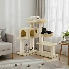 Kačių draskyklė su 6 storomis kolonėlėmis 112 cm — 4 nuotrauka