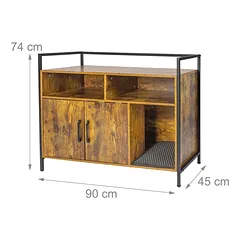 Kačių tualeto spintelė Relaxdays 10052201_1509, 2 durelės, 2 atviri skyriai, 90 × 74 × 45 cm — 4 nuotrauka