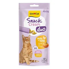 GimCat Snack Cream Duo Chicken & Pumpkin kremas-skanėstas katėms su vištiena ir moliūgu, 6x15g