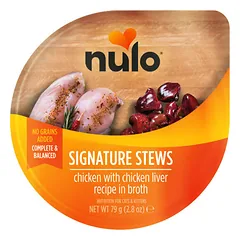 Nulo Signature Stews konservuotas maistas katėms, su  vištiena ir kepenėlėmis, 79g