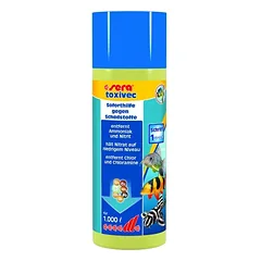 Sera Bio Toxivec product for eliminating ammonia, nitrite, and heavy metals in aquarium water, 100 ml
