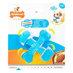 Nylabone Jautienos Skonio X Formos Kramtukas Šuniukams XS - lankstus kramtukas šuniukams, jautienos skonio