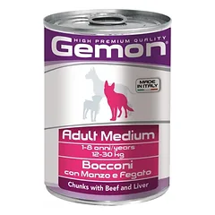 Gemon konservai su jautiena ir kepenėlėmis vidut. veislių šunims 6x415g