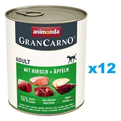 ANIMONDA GranCarno Adult kiauliena su elniena ir obuoliais 12x800 g