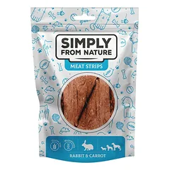 SIMPLY FROM NATURE Meat Strips Mėsos juostelės su triušiena ir morkomis šunims 80 g