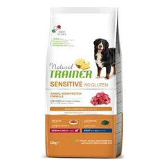 Natural Trainer Sensitive No Gluten Adult Lamb beviltė sausa maistas suaugusiems vidutinių ir didelių veislių šunims su ėriena, 12 kg