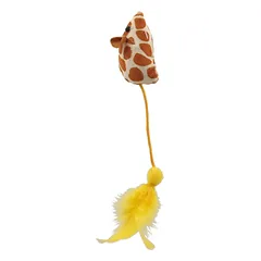Magic Cat pliušinė pelė su plunksnomis ir PVC lazdele katėms, 20 cm, 46 cm — 5 nuotrauka