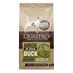 QUATTRO SMALL BREED JUNIOR SAUSAS BEGRŪDIS MAISTAS SU ANTIENA