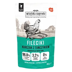 WIEJSKA ZAGRODA „Fileciki“ vištiena su tuniku – drėgnas kačių maistas, 12 x 85 g