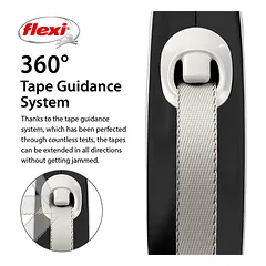 FLEXI pavadėlis šuniui New Comfort L juostinis 8m, juodas — 4 nuotrauka