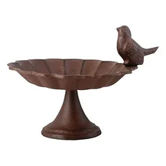Esschert Design Vogeltränke mit Fuß aus Gusseisen, antik
