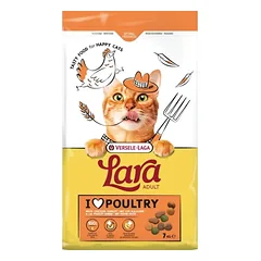 VERSELE-LAGA Lara Adult Turkey and Chicken 7 kg su kalakutiena ir vištiena katėms + „Deodo Flower“ 375 g katės tualeto dezodorantas su gėlių aromatu NEMOKAMAI