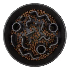 District 70 BAMBOO dubenėlis lėtam šėrimui katėms, 13,5 cm ø, pilkas — 3 nuotrauka