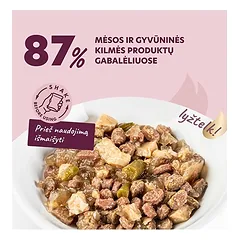 Delickcious konservai katėms su ėriena, vištiena ir šparaginėmis pupelėmis drebučiuose, 85 g — 2 nuotrauka