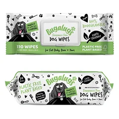 Bugalugs Fragrance-Free Dog Wipes 110 pcs - unscented moisturizing wipes for dogs, biodegradable