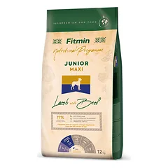Fitmin Maxi Junior Lamb &amp; Beef sausas maistas šuniukams 12 kg