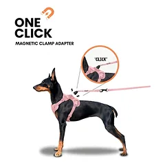 OURDOGSLIFE magnetinės šunų petnešos + 2 m pavadėlis (komplektas), XS, rožinė